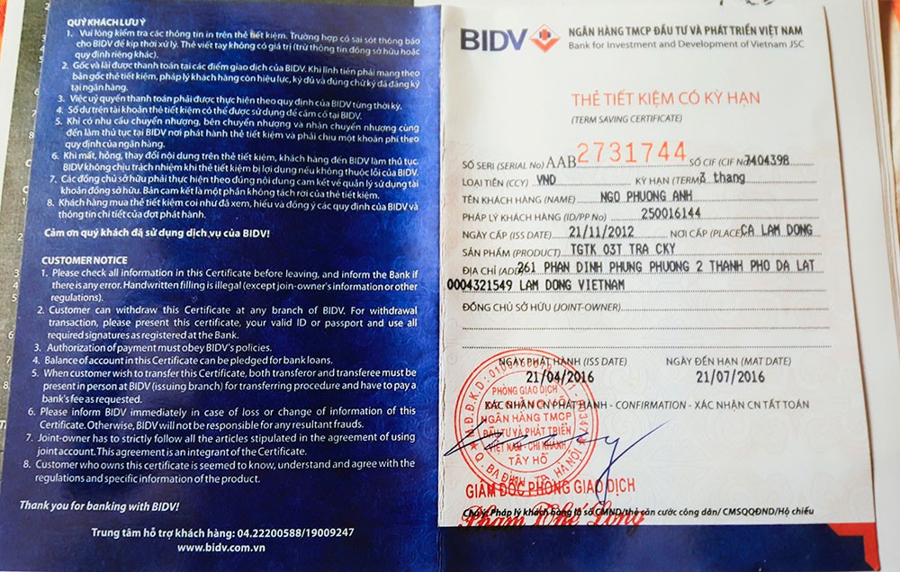 sổ tiết kiệm xin visa, sổ tiết kiệm giả.